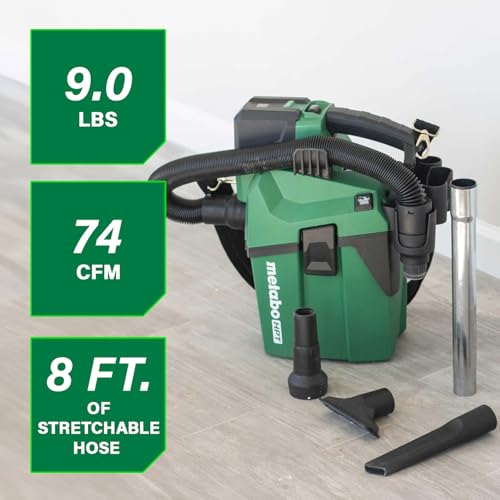 Image of Metabo HPT 18V Cordless Wet /Dry Vacuum, 1.6 Gallon HEPA Filter Vacuum, Powerful 74 CFM Airflow, 8 ft. of Stretchable Hose, Eco and Boost Modes, Lightweight Design, Tool Body Only, RP18DAQ4
