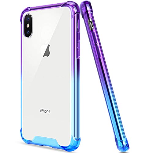 SALAWAT for iPhone Xs Case iPhone X Case, Clear iPhone Xs Case TPU Bumper Anti Scratch Thin Phone Case Cute Cover Reinforced Corners Shock Absorption Protective Case for iPhone X/Xs (Blue Purple)