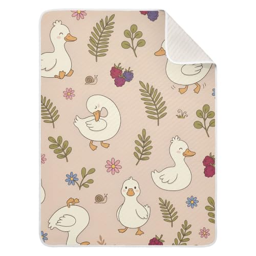 Qilmy Cute Goose Flowers Baby Blanket for Boys Girls Kids with Soft Cotton, Cute Cozy Warm Nursery Receiving Swaddle Blanket for Toddler Infant Crib, 30 x 40 Inch