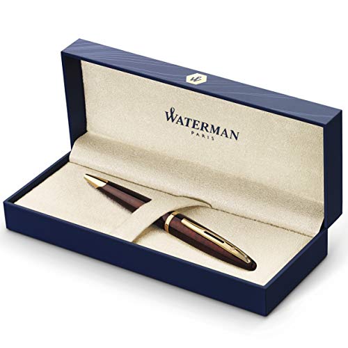 Waterman Carène Marine Amber Ballpoint Pen High-Gloss Black with 23k Gold Clip Medium Point with Blue Ink Cartridge Gift Box