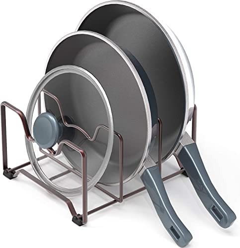 Image of Pan & Pot Lid Organizer Rack - Multifunctional Cookware for Cabinet, Pantry Chopping Board Holder, Space-Saving Kitchen Organizer, Black (L-9 x W-8.75 x H-7 Inches W-RACK)