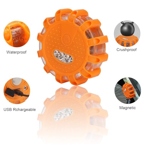 image for HEIGPAN GP904 LED Road Flares Emergency Light Kit, 9 Glow Modes Strong