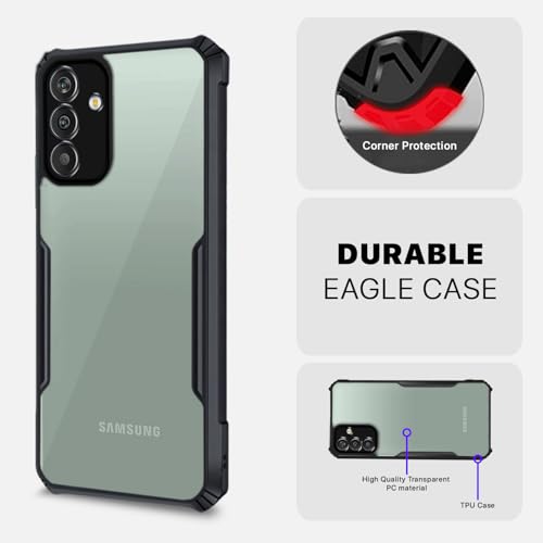 Image of Outlouders Back Cover for Samsung Galaxy M13 4G | Ultra Hybrid Transparent | Full Camera Protection | Raised Edge | Crystal Clear Bumper Case(Black)