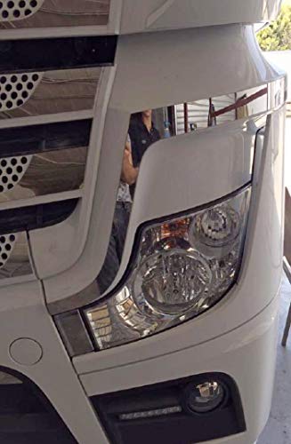 24/7Auto 2x front headlight frame surrounds Actros MP4 trucks mirror polished stainless steel decorations