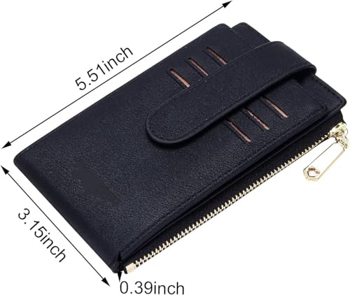 Image of VOGARD RFID PU Leather Card Holder Wallet for Women Slim Wallets Bifold Multi Card Case Zipper Coin Purse (Black)