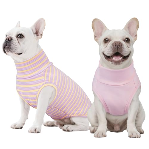 Kuoser 2 Pack Dog Sweater, Soft Dog Sweaters for Small Medium Large Dogs, Sleeveless Pet Fleece Vest,Puppy Pullover Sweatshirt for Boys & Girls, Turtleneck Dogs Winter Coat Clothes