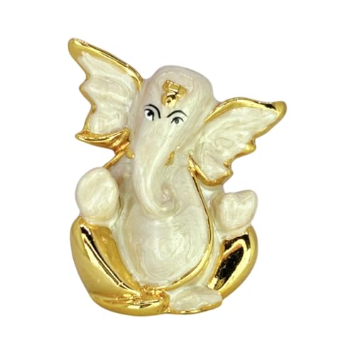 Image of Pearl White Flying Ganesha | Divine Ganpati Idol for Car Dashboard, Travel,Office & Home Temple,Devotion | Symbol of Prosperity,Protection, Blessings & Success | Height 2.3 Inch