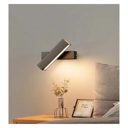 モダンな長方形回転可能な Led ウォールランプ階段廊下リビングルーム家の装飾 ウォールライト照明寝室のベッドサイドランプ(Neutral light,Black L24cm 4W)