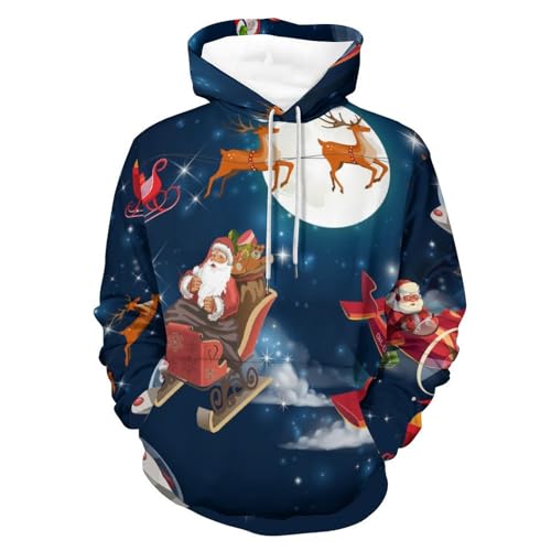 Hoody sweatshirt pull homme femme motif élan vêtement hiver à capuche rouge taille S