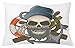 ABAKUHAUS Cranio Federa Fodera Cuscino, Sailor Skull Nautico, Copricuscino Quadrato Decorativo, 65 cm x 40 cm, Multicolore