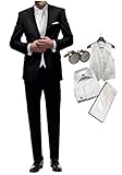 schwarz Hochzeitsanzug 8 TLG Set Freiherr v. Falkenhausen schwarz Slim fit Anzug Wste Elfenbein (54)