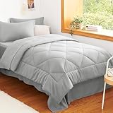 CozyLux Twin Comforter Set with Sheets Light Grey - 5 Pieces Bed in a Bag Twin, All Season Bed Set for Girls and Boys, Bedding Set with Down Alternative Comforter, Sheets, Pillowcase & Sham