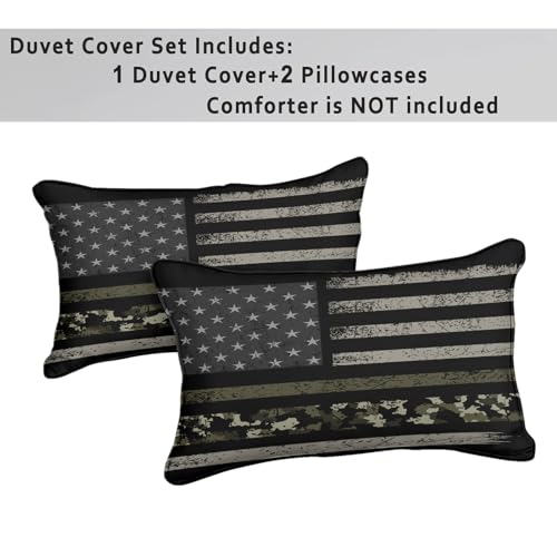 Bedbay American Flag Camo Bedding Set,Soft Microfiber Queen Size Duvet Cover,Camouflage Usa Stars Stripes Flags Bedding Set For Boys Teen Kids.3 Pieces Soft Lightweight Quilt Cover thumb #2