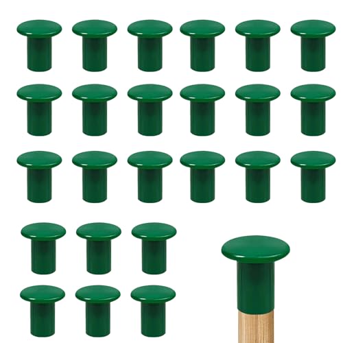 iwiio Cane Toppers Bamboo Cane Toppers Green Cane Safety Caps Rubber Cane Safety Toppers Bean Cane Rod Protection Covers for Garden Outdoor (24 Green)