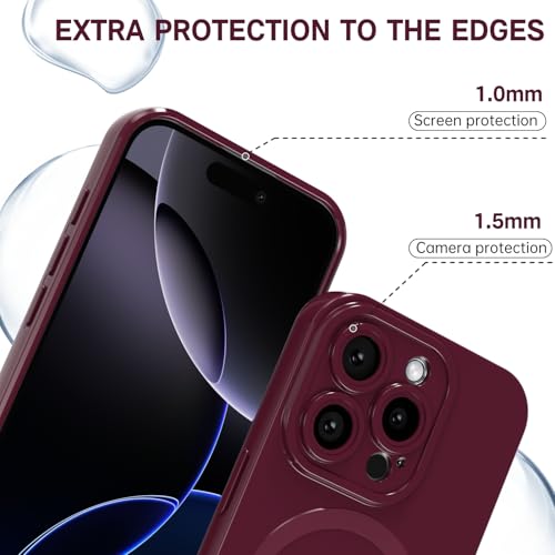 Coque Magsafe iPhone 16 Pro Max silicone bordeaux charge rapide
