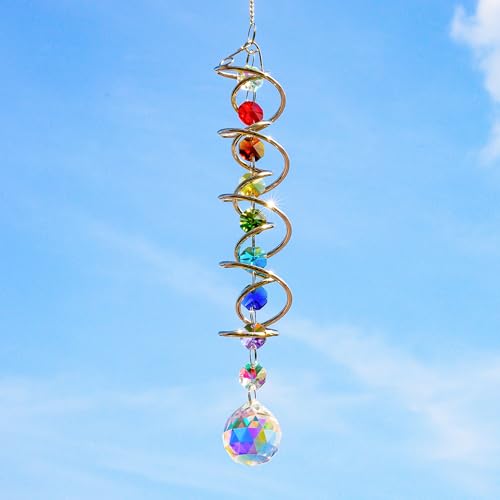 Boule d'observation en cristal AB de 52,1 cm avec spirale décorative suspendue de qualité - 5