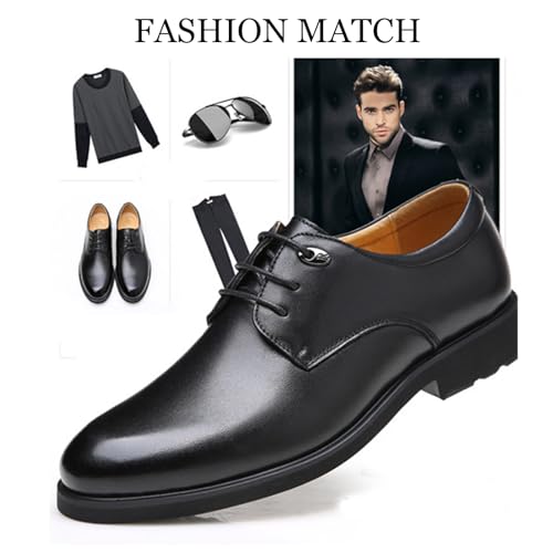 Men's Business Dress Oxford Shoes Classic Leather Round Toe Lace-Up Low Thick Heel Non-Slip Work Casual Work Shoes Wedding Formal Shoes2