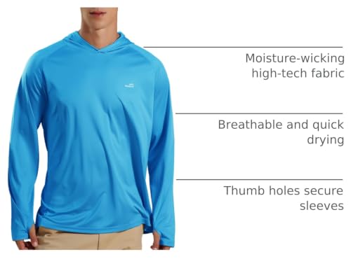 Image of Men's UPF 50+ Long Sleeve Sun Shirts UV Protection Hoodie Rash Guard Hiking Fishing Swim T Shirt