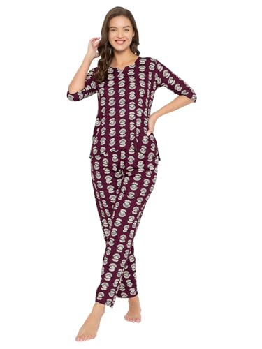 Image of Clovia Women's Rayon Printed Top & Pyjama Set