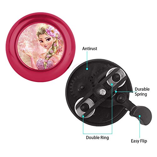 Cuwana Bike Bell Aluminum Princess Cartoon Cute Bicycle Bell Loud Clear Sound Bike Accessories For Adults Kids Girls Boys Women(Pink) #TOP2