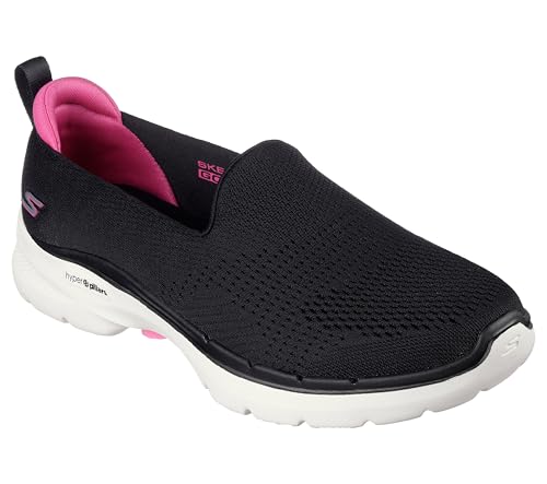 Skechers GO Walk 6 - Ocean Splash, Black/Hot Pink, 5.5