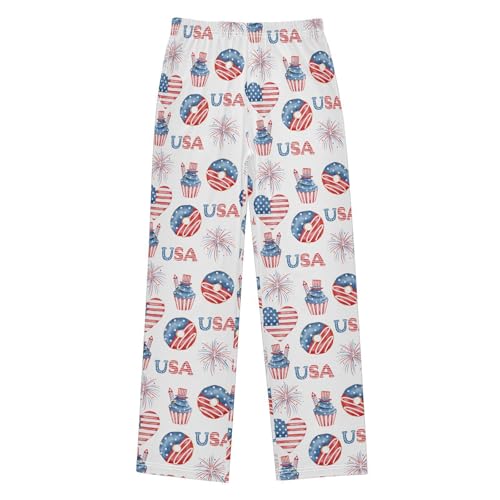 ZZXXB USA Donut Cupcake Boys Long Pants Soft Trousers Elastic Waist Kids Lounge Bottoms with Pockets S-XL