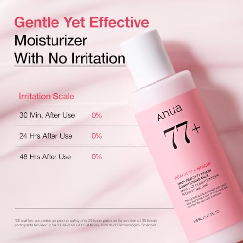 ANUA Peach Niacin Conditioning Lotion, Face Moisturizer with Vitamin B12, Ceramide, Panthenol, Hyaluronic Acid, Lightweight, Korean Skin Care for Glass Skin (150ml, 5.07 fl.oz.)