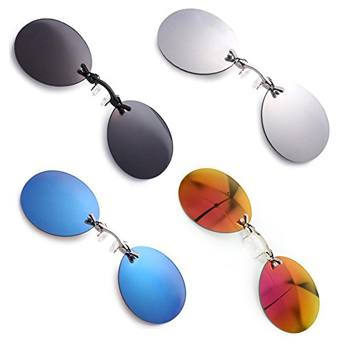 ofvhreq PROSOOL Sunglasses 4 Pack Retro Round Clip On Nose glasses Matrix Morpheus Movie rimless sunglasses (4 pack, 4 Color)