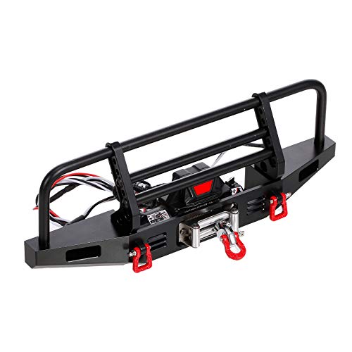 Goolrc Metal Front Bumper With Winch 2 Led Light For 1/10 Rc Car Crawler Compatible With Traxxas Hsp Redcat Rc4Wd Tamiya Axial Scx10 D90 Hpi Car Upgrade #TOP2