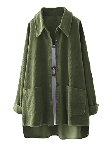 FTCayanz Women's Corduroy Shacket Shirt Jacket Casual Long Sleeve