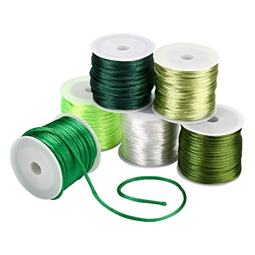 PH PandaHall 6 Color 2mm Green Satin Cord