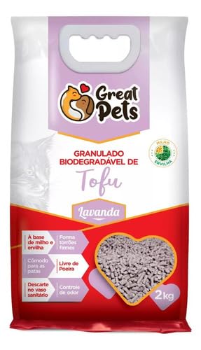 Granulado Biodegradável De Tofu Lavanda Great Pets 2kg