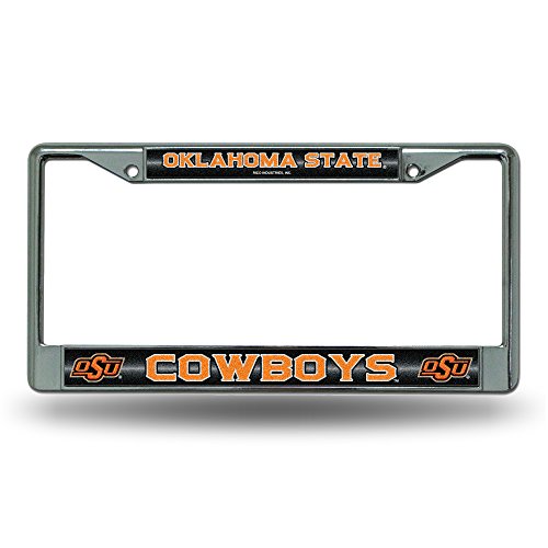 Rico Industries NCAA Oklahoma State Cowboys Bling Chrome License Plate Frame with Glitter Accent , 12 x 6-Inch