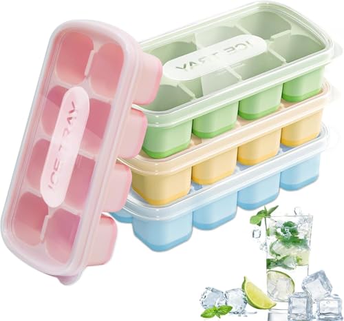Image of Pack of 3 NEXVEU Silicon ICE Cube Tray with LID, 24 Big Cavity, Flexible, Easy Release, LFGB Certified Ice Mold Dishwasher Safe, Durable & Reusable Ice Maker Mold for All Types of Drinks & Water