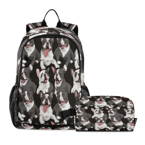 Sac à dos pour étudiants avec sac à déjeuner motifs chiens