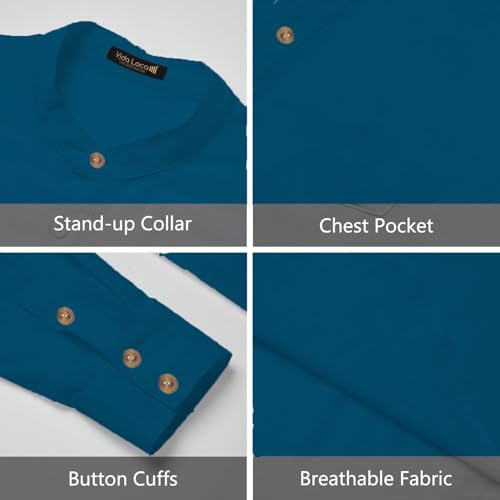 Image of Vida Loca Men Full Sleeve Solid Cotton Blend Straight Slim Fit Kurta Shirt for Men's.
