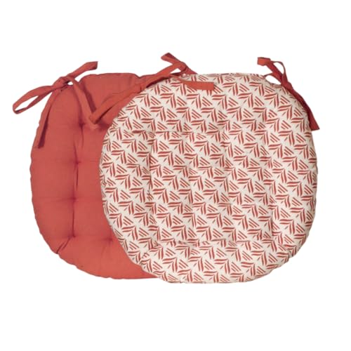 Actout Ciel - Cojín para Silla Redonda, Bicolor D. 40 cm, Terracota Impresa/Lisa