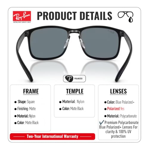 Image of Ray-Ban RB4264 CHROMANCE POLARIZED Square Shape Sunglasses for Men with Official Eyewear Kit