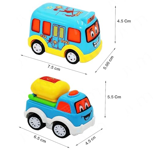 Image of Unbreakable Pull Back Vehicles| Push and Go Crawling Toy for Kids & Children, Power Friction Cars for 3+ Years Old Boys | Girls, Plastic (Vehicles 5 Pcs),Assorted