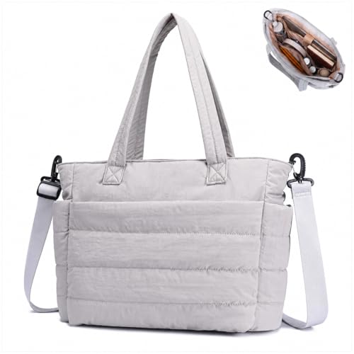AOCINA Puffer Tote Bag for Women Work Lightweight Puffy Quilted Tote Laptop