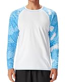 FISHEAL UPF 50+ Mens Swim Shirts, Long Sleeve Sun Protection Shirt, Quick Dry UV SPF Rash Guard for Beach Water Fishing