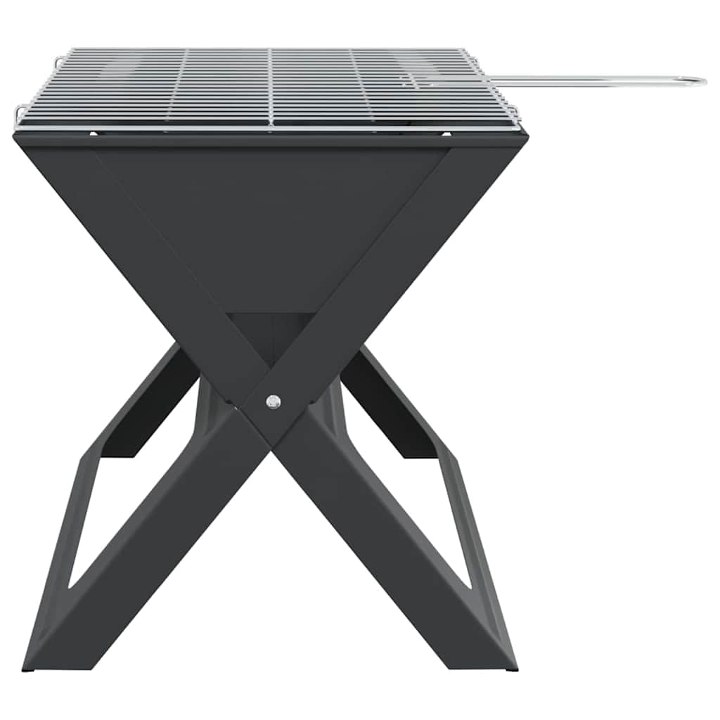 Grill outdoorowy, czarny, ze stali, 46 x 31 x 31 cm, kompaktowy, przenośny grill na taras, balkon, kemping, o wydajnym rozmiarze i wytrzymałym materiale, do grillowania bez dymu