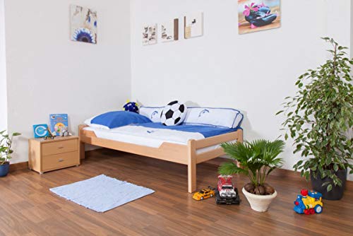 Kinderbett/Jugendbett Easy Premium Line K1/1n, Buche Vollholz massiv Natur - Maße: 90 x 190 cm