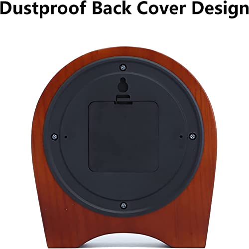 Justup Desk Clock, Wooden Silent Table Clock, Battery Operated Vintage Clock Home Ornament Decoration With Unique Print For Living Room Bedroom Study Office (Brown) #TOP6