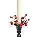 Decorative Taper Candle Rings, Red and Gold Berries, Set of 4, Versatile Holiday Centerpiece - for Weddings, Parties and Home Decor