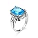 Skcess Bague Chic Plaqué Argent, Bague de Fiançailles Femme Bleu Clair Bague de Luxe Vintage Zircone Cubique Alliance Mariage Femme Taille 56.5
