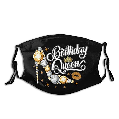 Birthday Queen Birthday Party - Face Mask Scarf, Breathable Washable Fashion Balaclavas with 2 Filters, for Men & Women Adult