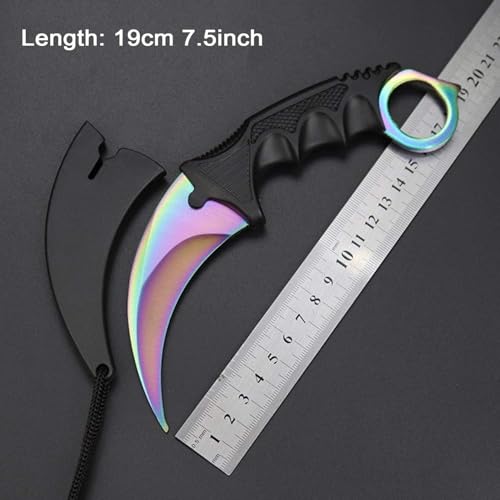 Image of Multipurpose Stainless Steel Utility Knife with Protective Sheath | Sharp Blade, Anti-Slip Ergonomic Grip | Portable & Lightweight Tool for Kitchen, Home, Outdoor, Camping & Everyday Tasks (Rainbow)