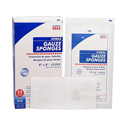SurgiMac Esponja de Gasa, Algodón, 12 Capas, Rectángulo 4 x 8 pulgadas, Estéril miniatura 1