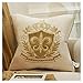 Brillabenny Coussin Coque Royale Blason Roi Couronne Velours Beige or Étui Taie d'oreiller canapé Ameublement Maison